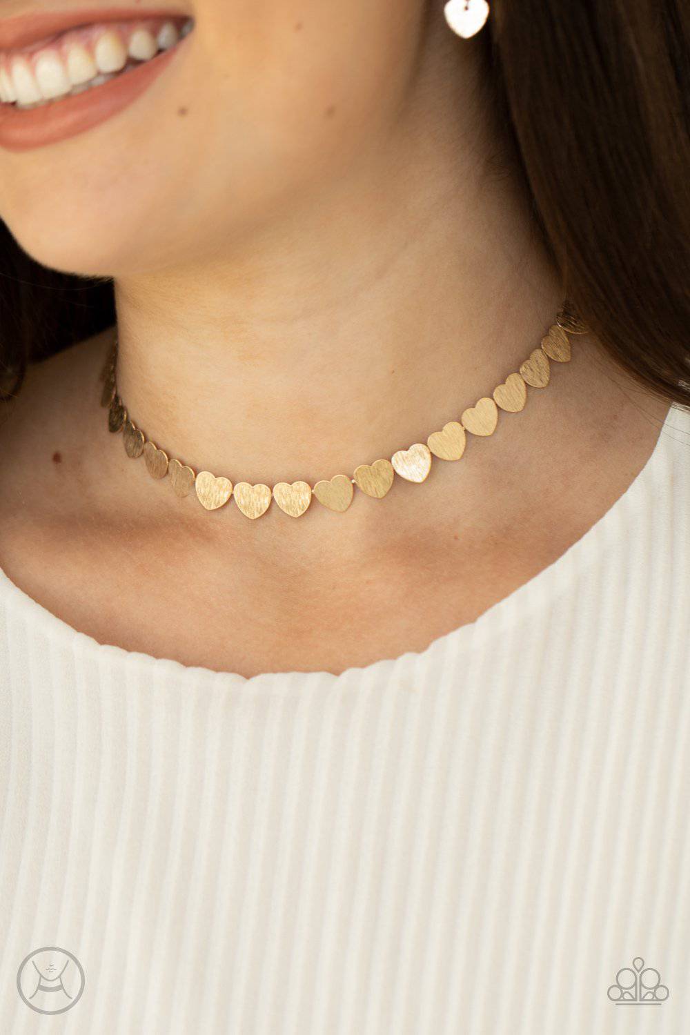 Playing HEART To Get - Gold Choker - Paparazzi Accessories - GlaMarous Titi Jewels