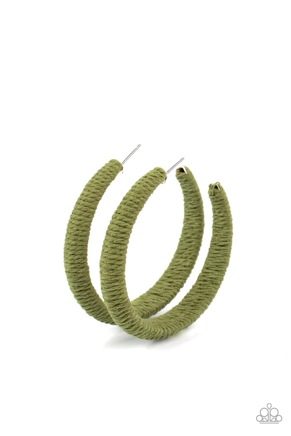 TWINE and Dine - Green Twine-like Hoop Earrings - Paparazzi Accessories - GlaMarous Titi Jewels