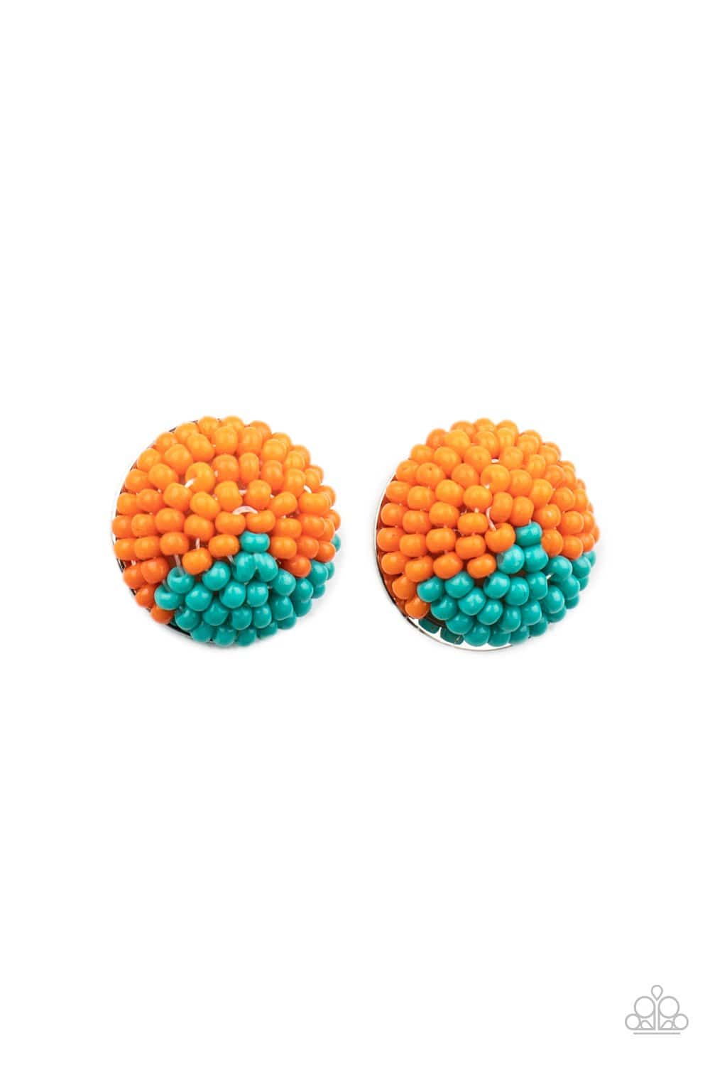 As Happy As Can BEAD - Orange & Turquoise Earrings - Paparazzi Accessories - GlaMarous Titi Jewels