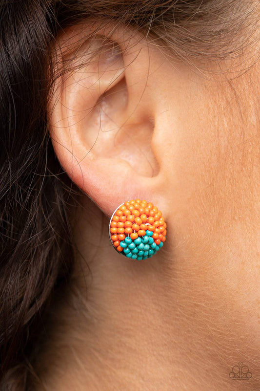 As Happy As Can BEAD - Orange & Turquoise Earrings - Paparazzi Accessories - GlaMarous Titi Jewels