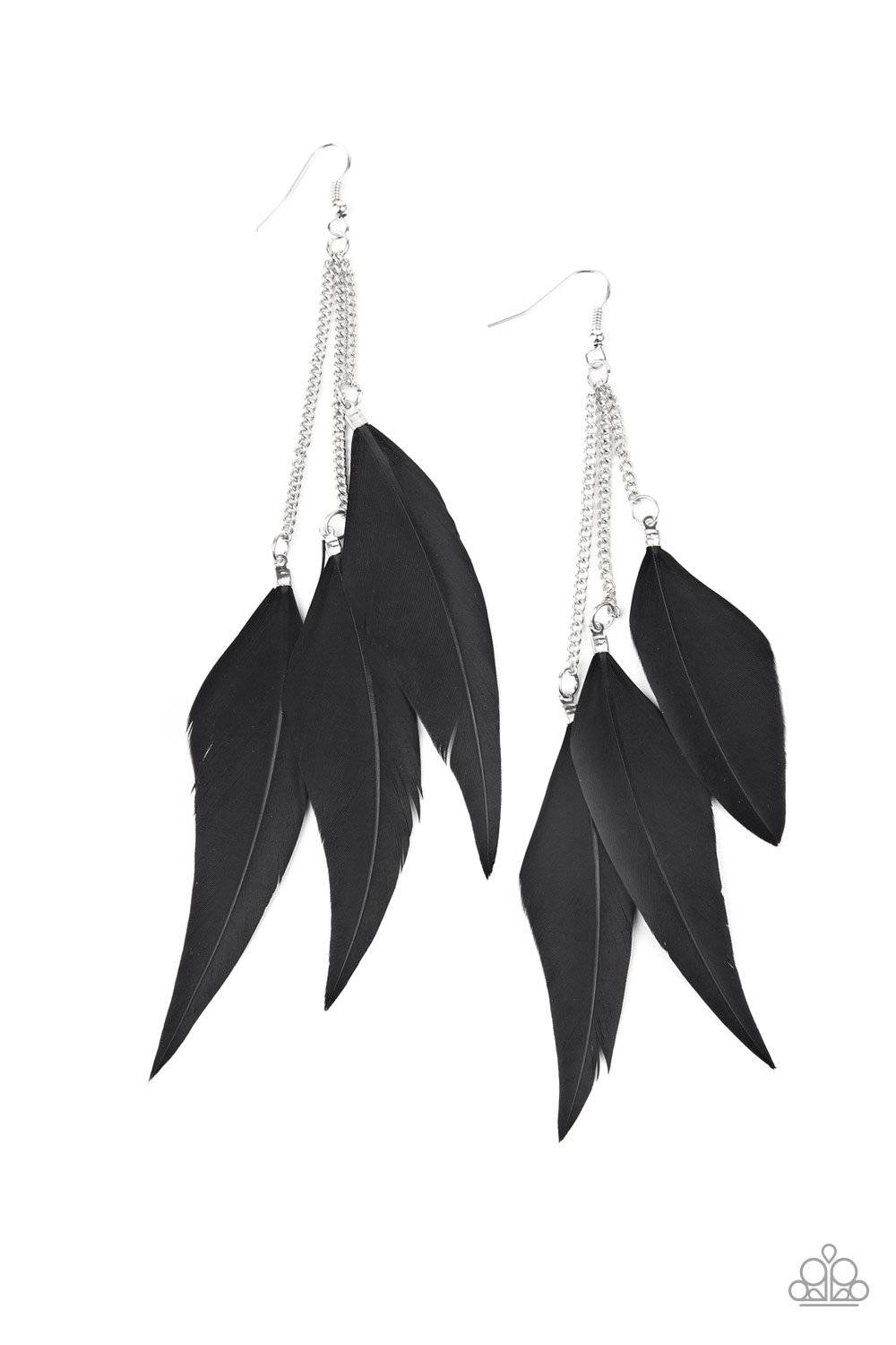 West Side Western - Black Feather Earrings - Paparazzi Accessories - GlaMarous Titi Jewels