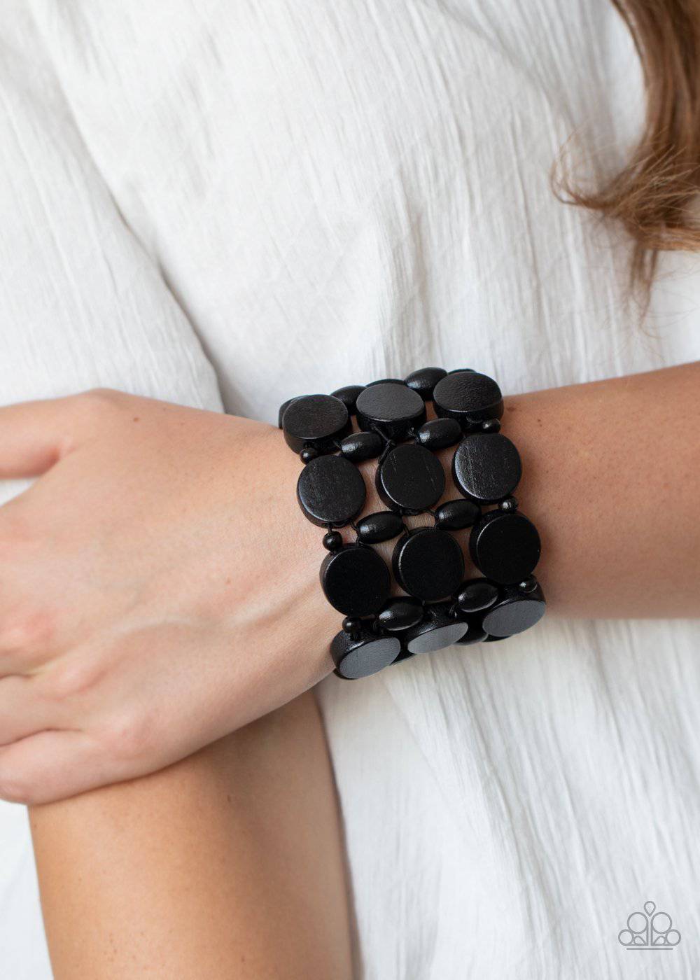 Cruising Coronado - Black Wooden Bead Bracelet - Paparazzi Accessories - GlaMarous Titi Jewels