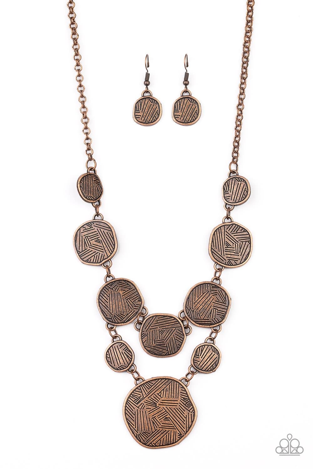 Metallic Patchwork - Copper Necklace - Paparazzi Accessories - GlaMarous Titi Jewels