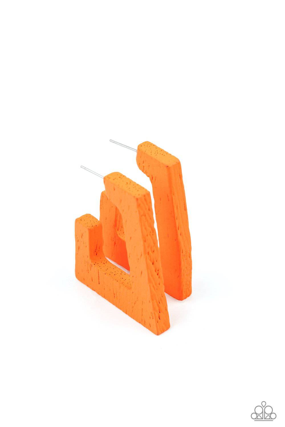 The Girl Next OUTDOOR - Orange Wooden Earrings - Paparazzi Accessories - GlaMarous Titi Jewels