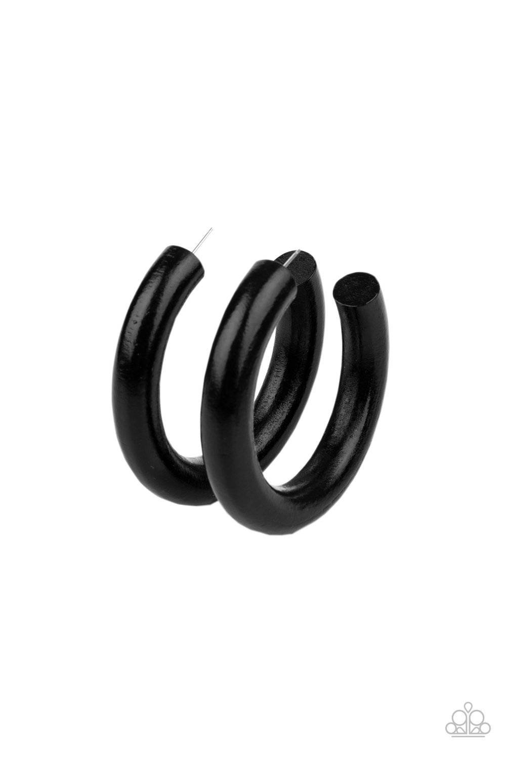 I WOOD Walk 500 Miles - Black Wooden Hoop Earrings - Paparazzi Accessories - GlaMarous Titi Jewels