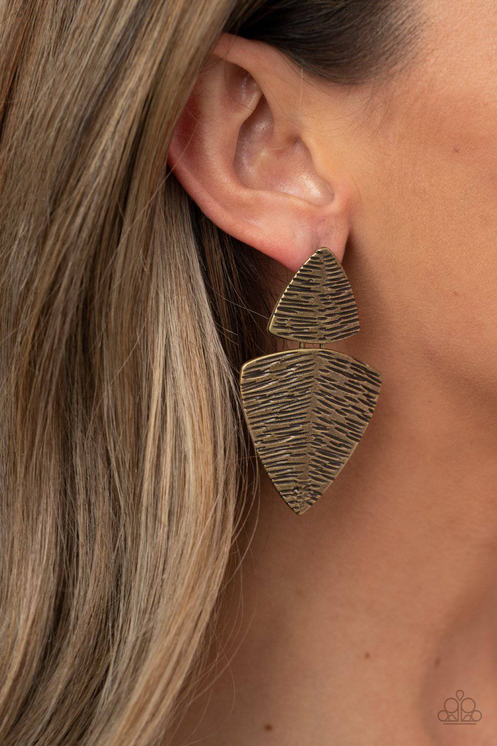 PRIMAL Factors - Brass Earrings - Paparazzi Accessories - GlaMarous Titi Jewels