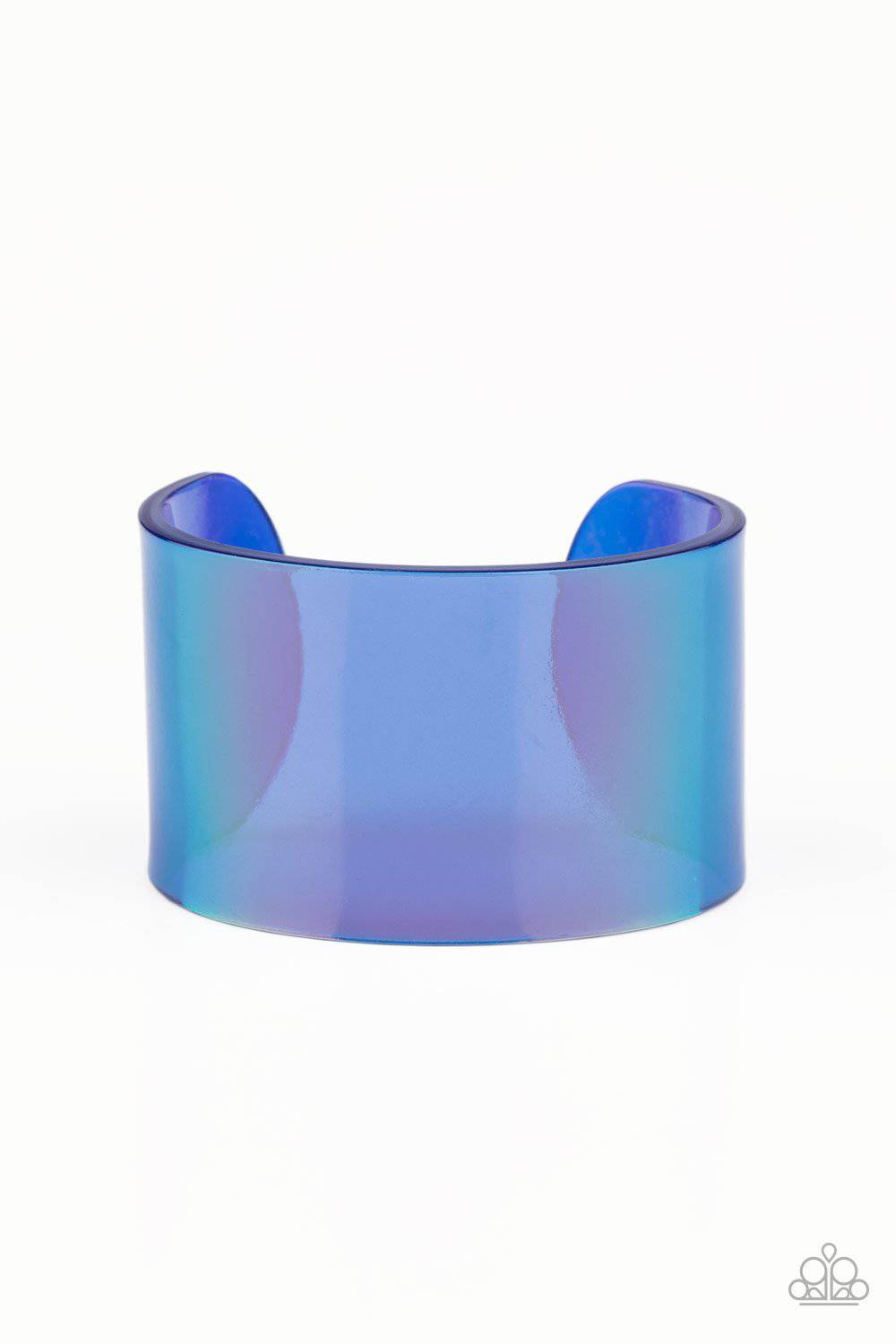 Holographic Aura - Blue Acrylic Cuff Bracelet - Paparazzi Accessories - GlaMarous Titi Jewels