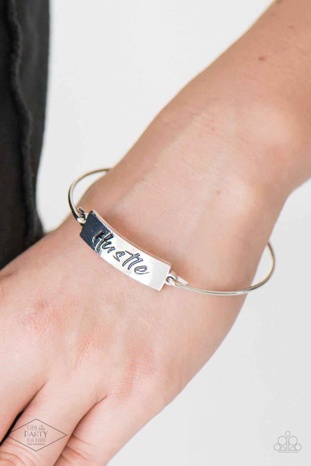 Hustle Hard - Silver Dainty Bangle Bracelet - Paparazzi Accessories - GlaMarous Titi Jewels
