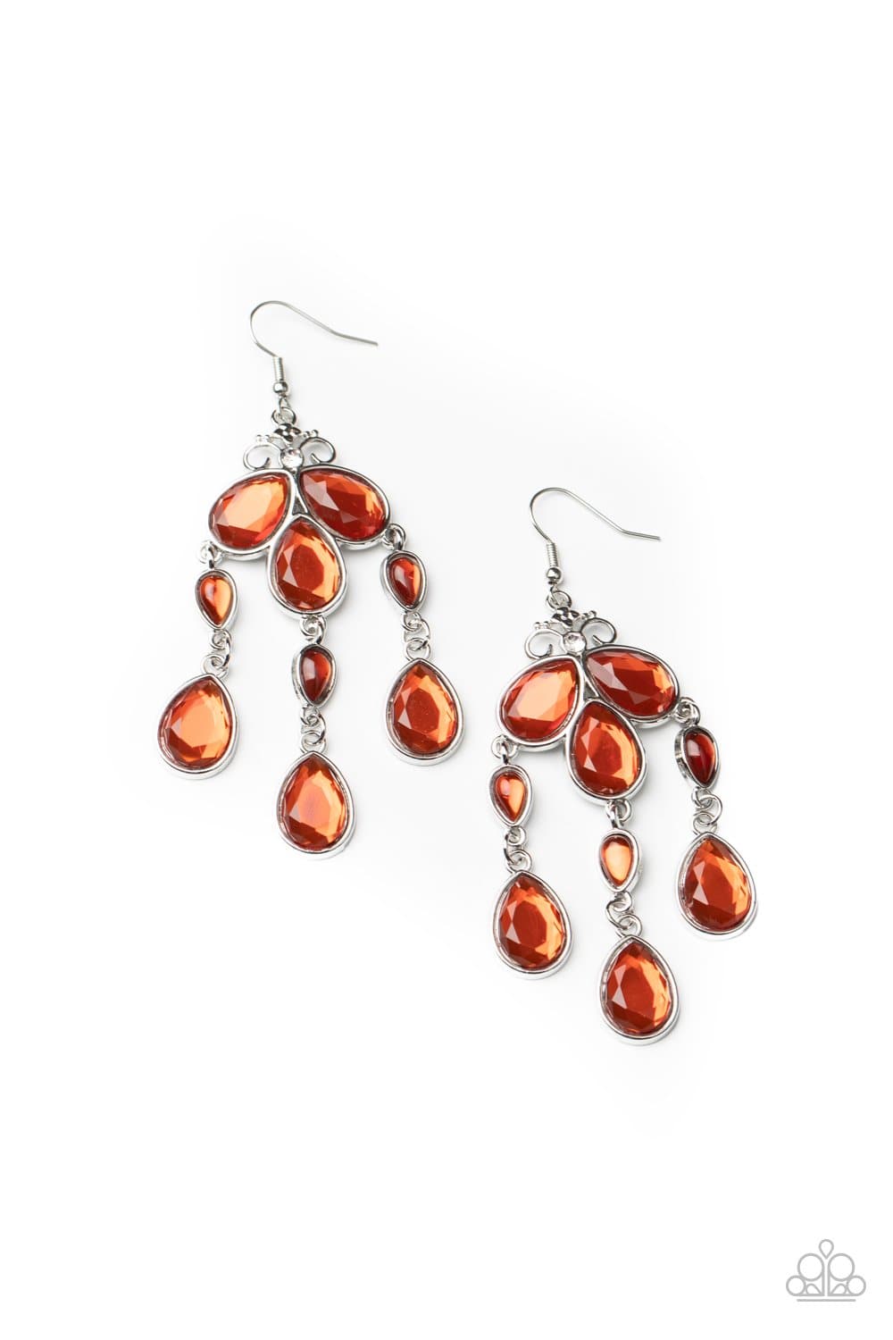 Clear The HEIR - Orange Teardrop Earrings - Paparazzi Accessories - GlaMarous Titi Jewels