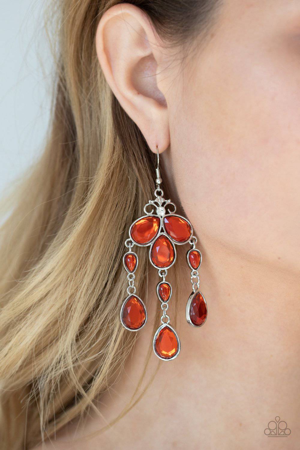 Clear The HEIR - Orange Teardrop Earrings - Paparazzi Accessories - GlaMarous Titi Jewels