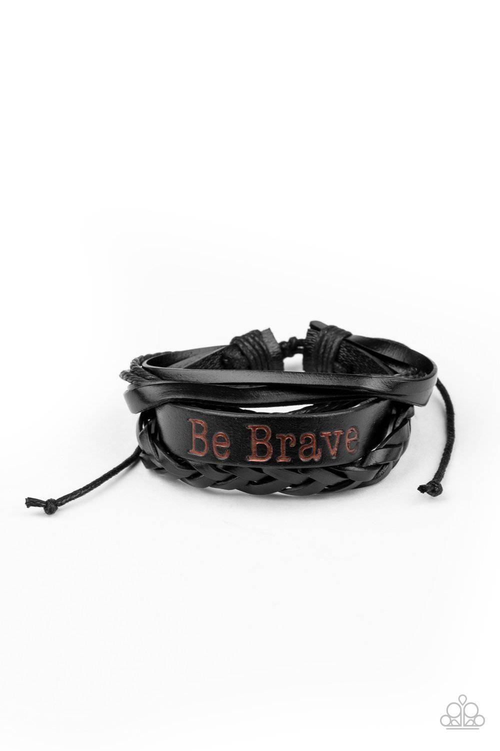 Brave Soul - Black Leather Bracelet - Paparazzi Accessories - GlaMarous Titi Jewels