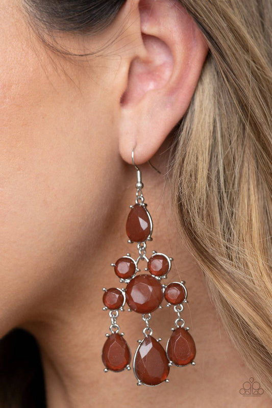 Afterglow Glamour - Brown Teardrop Earrings - Paparazzi Accessories - GlaMarous Titi Jewels
