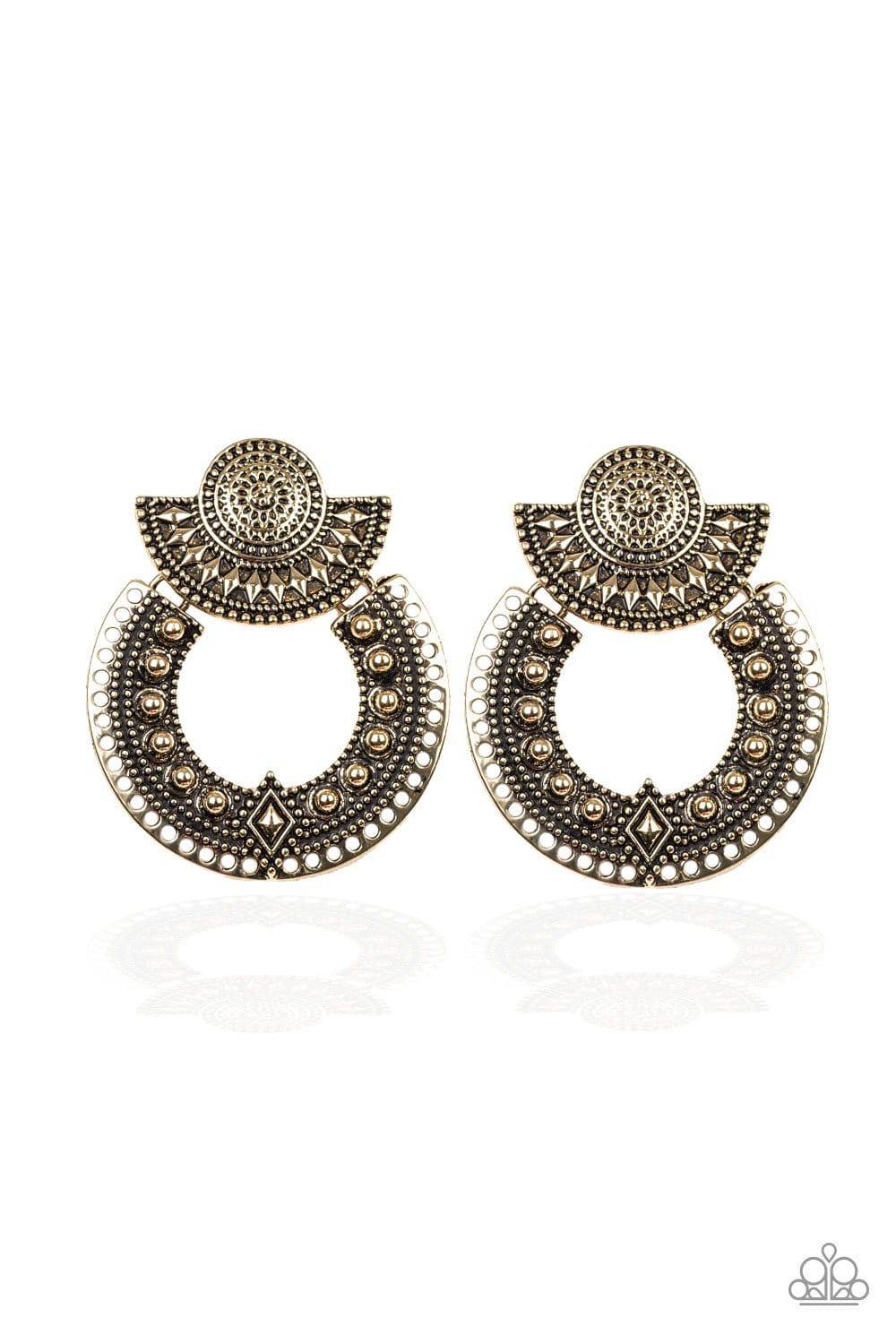 Texture Takeover - Brass Earrings - Paparazzi Accessories - GlaMarous Titi Jewels