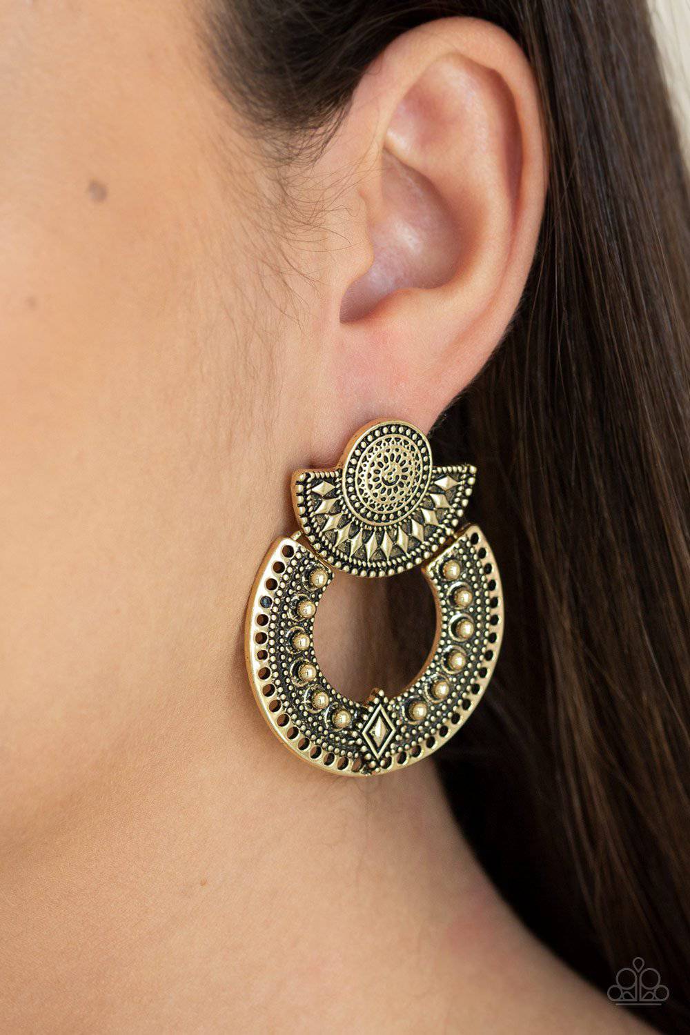 Texture Takeover - Brass Earrings - Paparazzi Accessories - GlaMarous Titi Jewels
