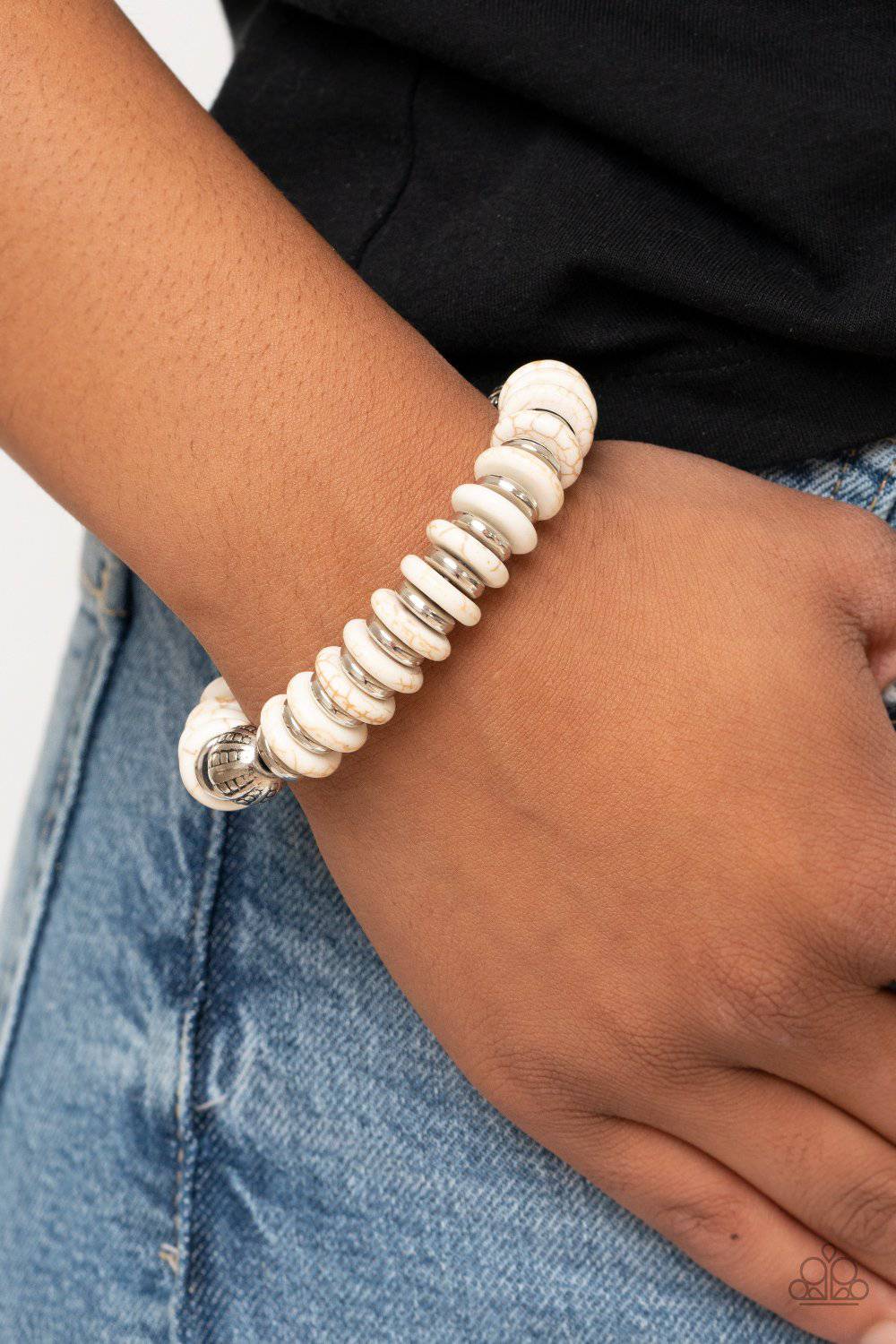 Eco Experience - White Stone Bracelet - Paparazzi Accessories - GlaMarous Titi Jewels
