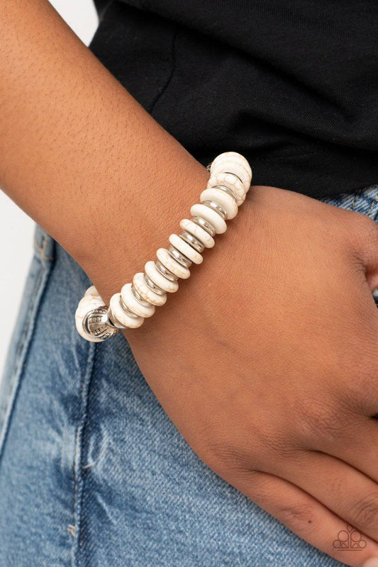 Eco Experience - White Stone Bracelet - Paparazzi Accessories - GlaMarous Titi Jewels