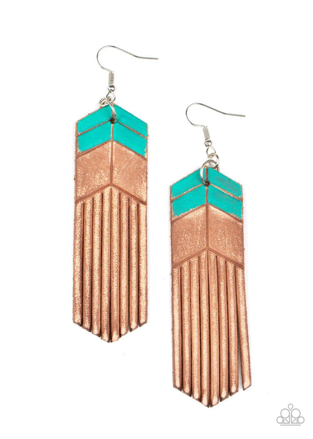 Desert Trails - Turquoise Blue Earrings - Paparazzi Accessories - GlaMarous Titi Jewels