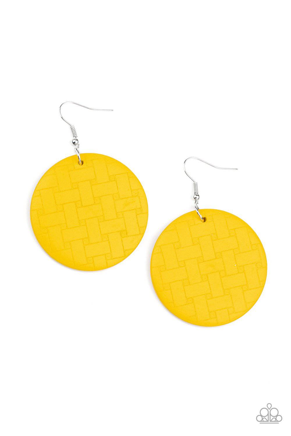 Paparazzi yellow store wooden earrings