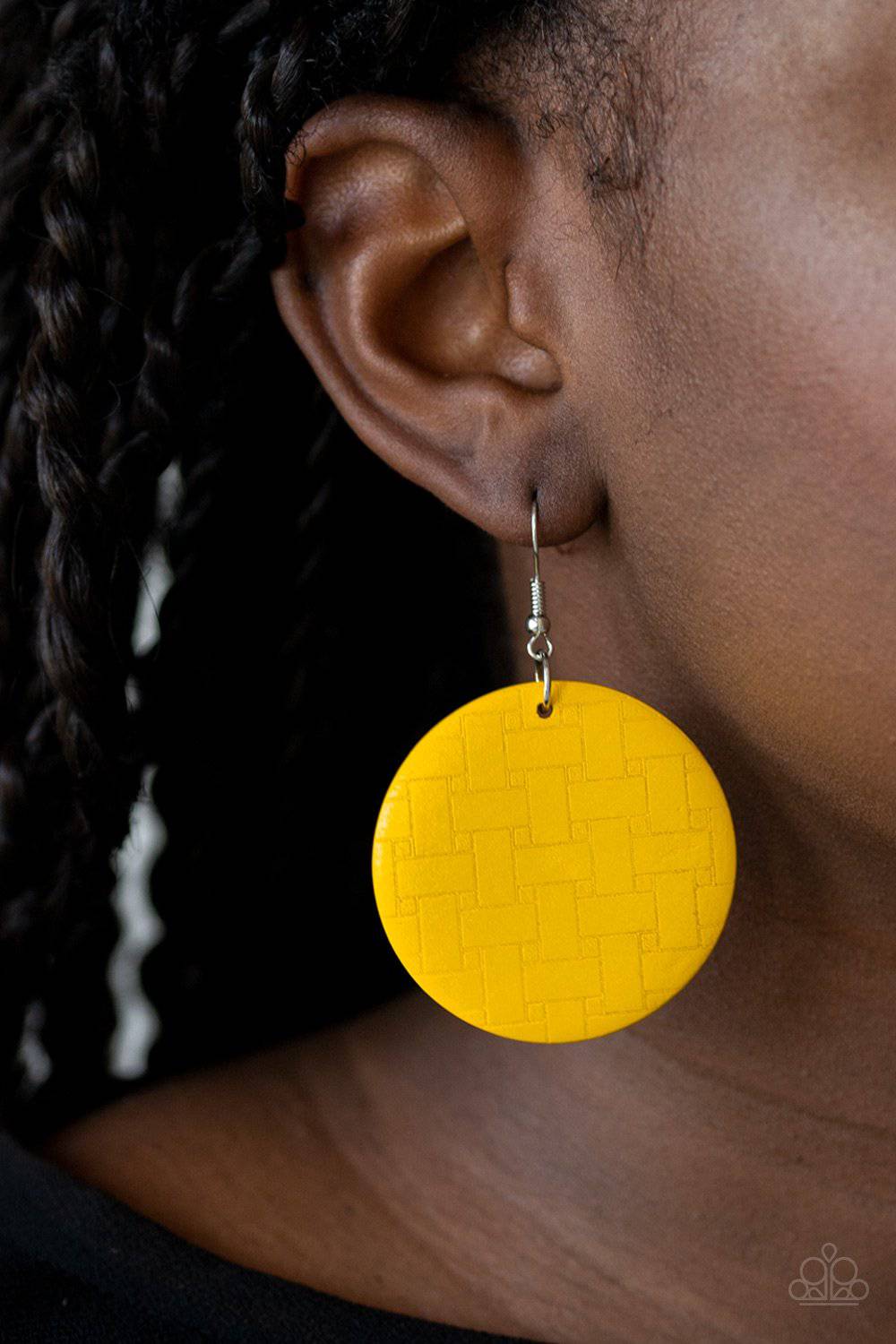 Natural Novelty - Yellow Wooden Earrings - Paparazzi Accessories - GlaMarous Titi Jewels