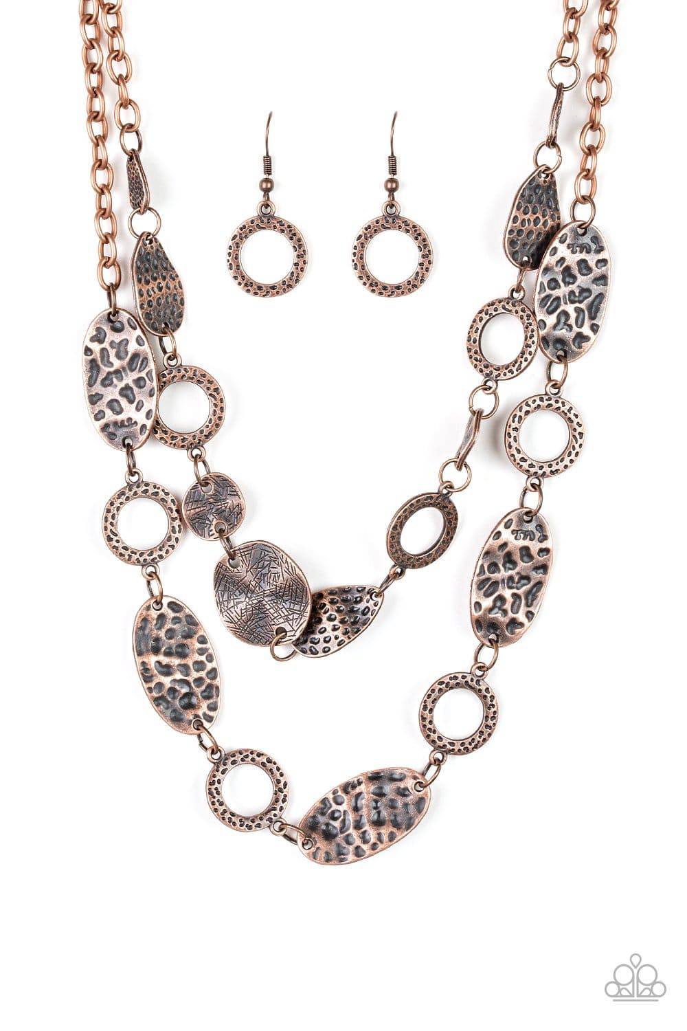 Trippin On Texture - Copper Necklace - Paparazzi Accessories - GlaMarous Titi Jewels