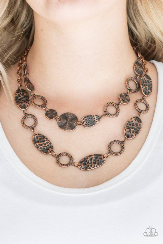 Trippin On Texture - Copper Necklace - Paparazzi Accessories - GlaMarous Titi Jewels