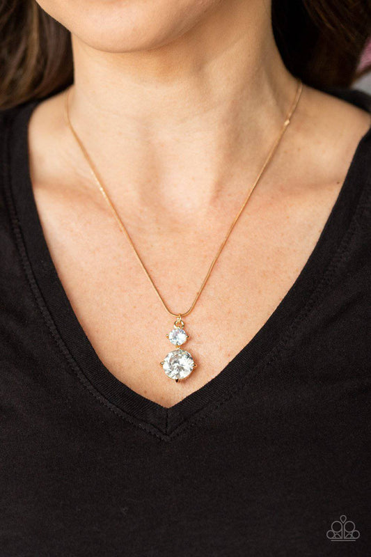 Top Dollar Diva - Gold Rhinestone Necklace - Paparazzi Accessories - GlaMarous Titi Jewels