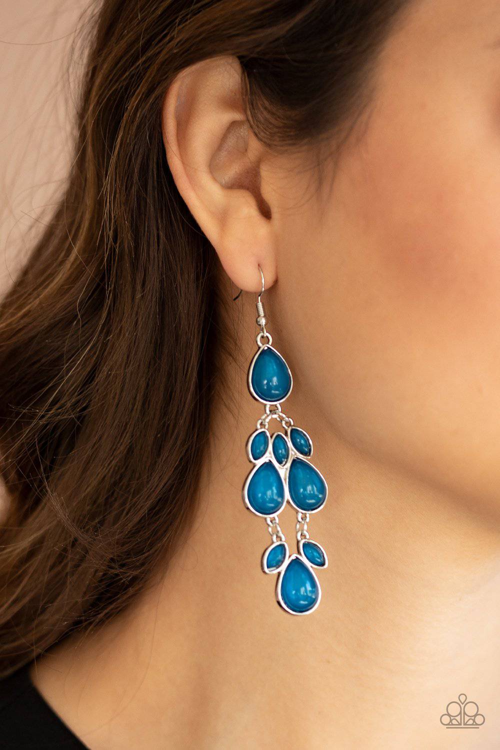 Superstar Social - Blue Teardrop Earrings - Paparazzi Accessories - GlaMarous Titi Jewels