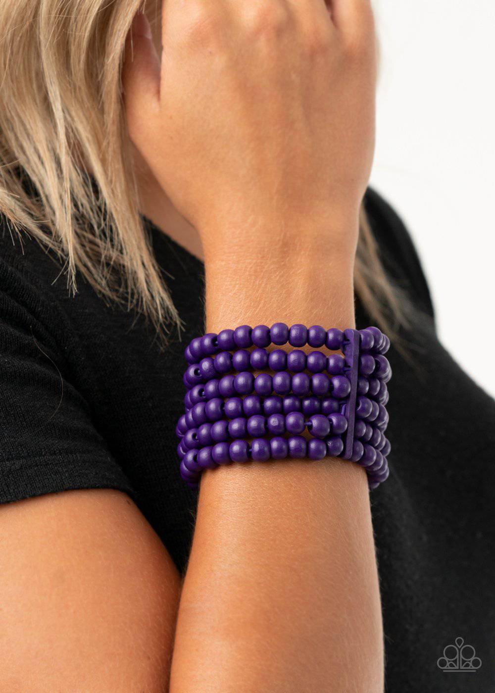 Diving in Maldives - Purple Wooden Bracelet - Paparazzi Accessories - GlaMarous Titi Jewels