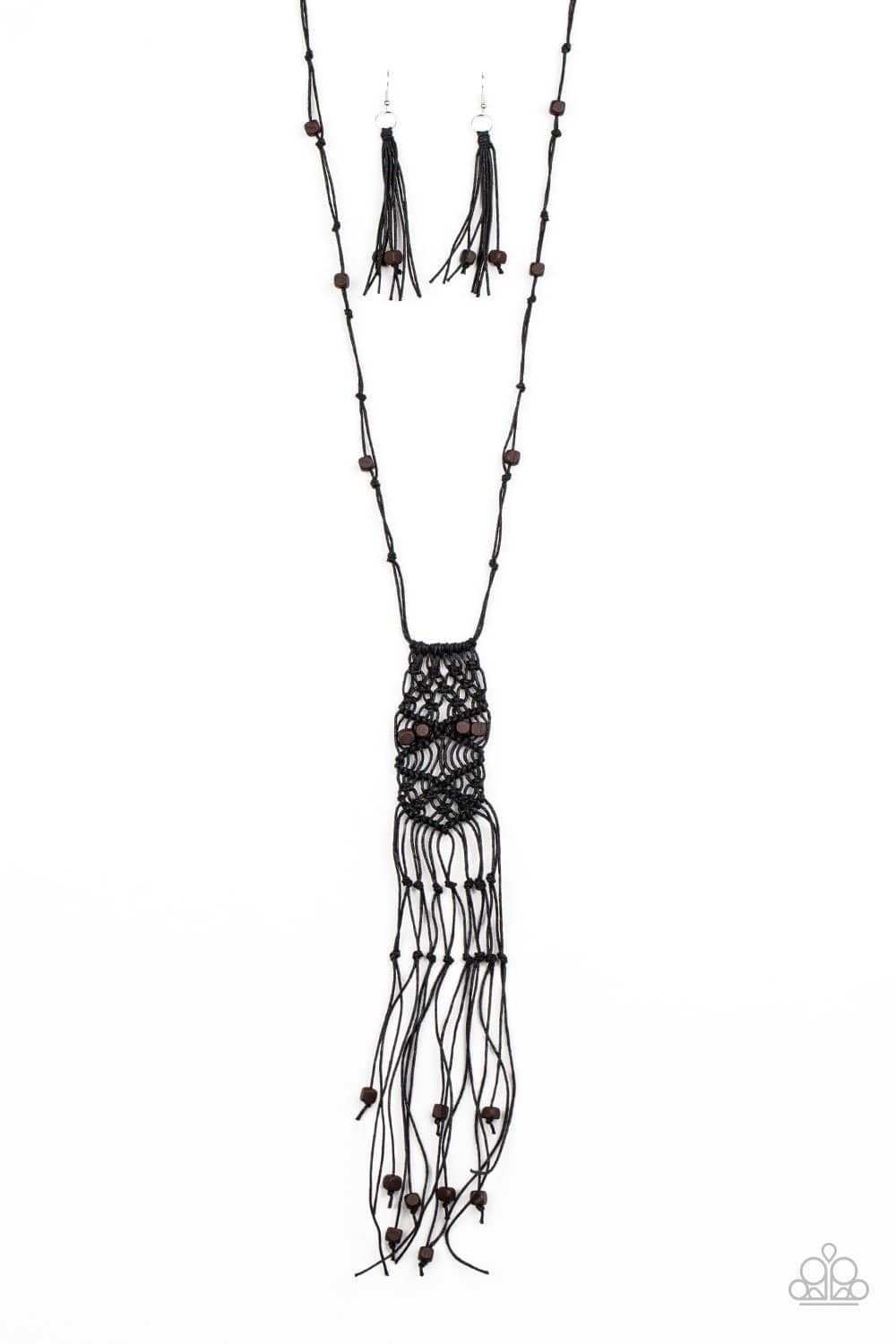 Macrame Majesty - Black Necklace - Paparazzi Accessories - GlaMarous Titi Jewels