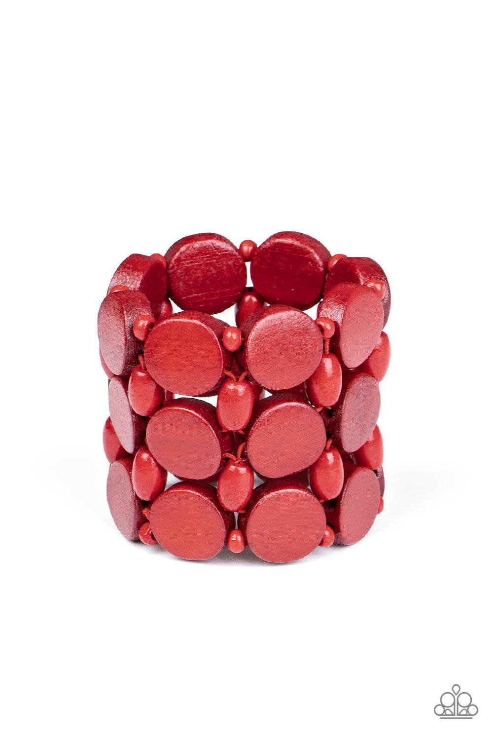 Cruising Coronado - Red Wooden Bracelet - Paparazzi Accessories - GlaMarous Titi Jewels