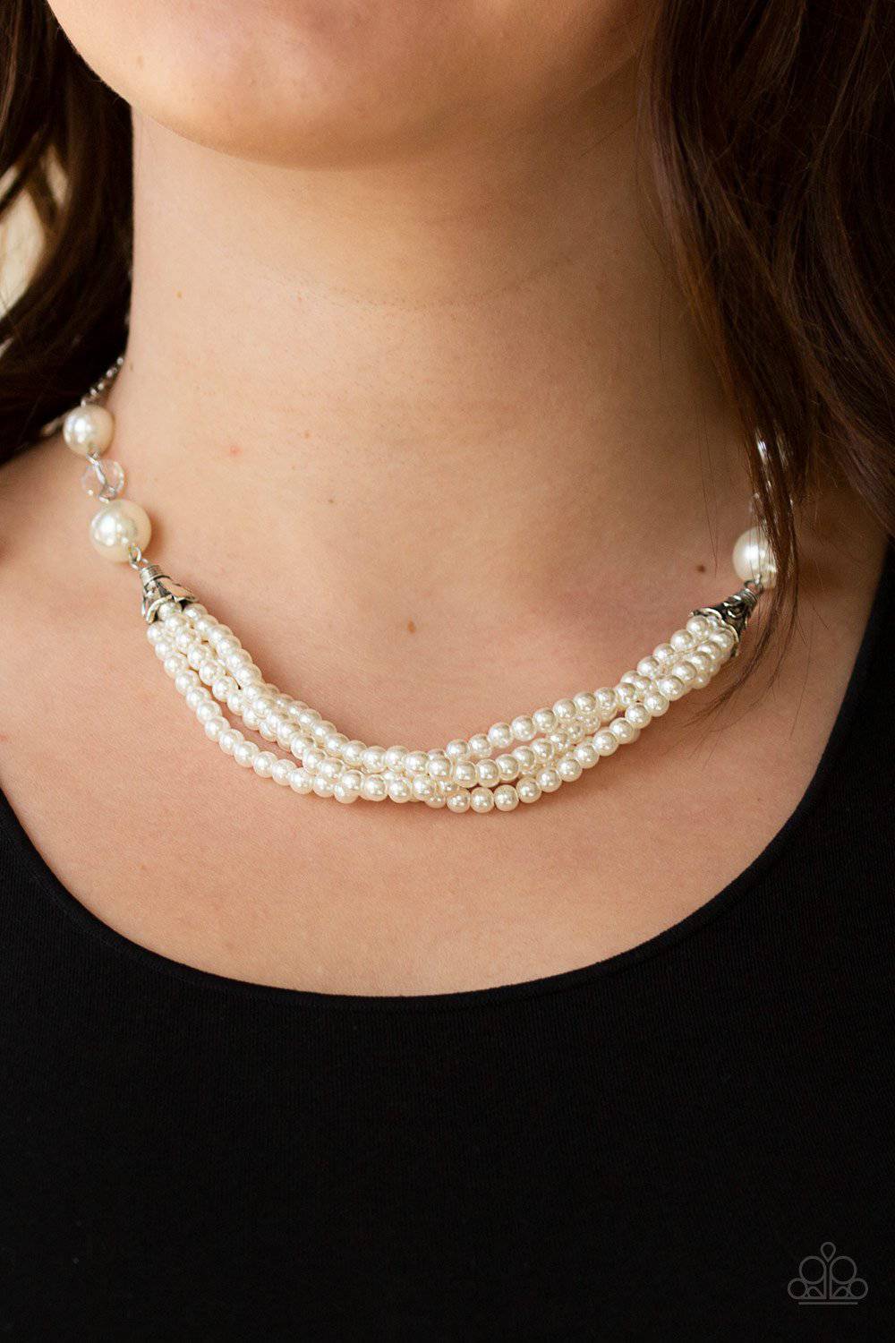 One-WOMAN Show - White Pearl Necklace - Paparazzi Accessories - GlaMarous Titi Jewels