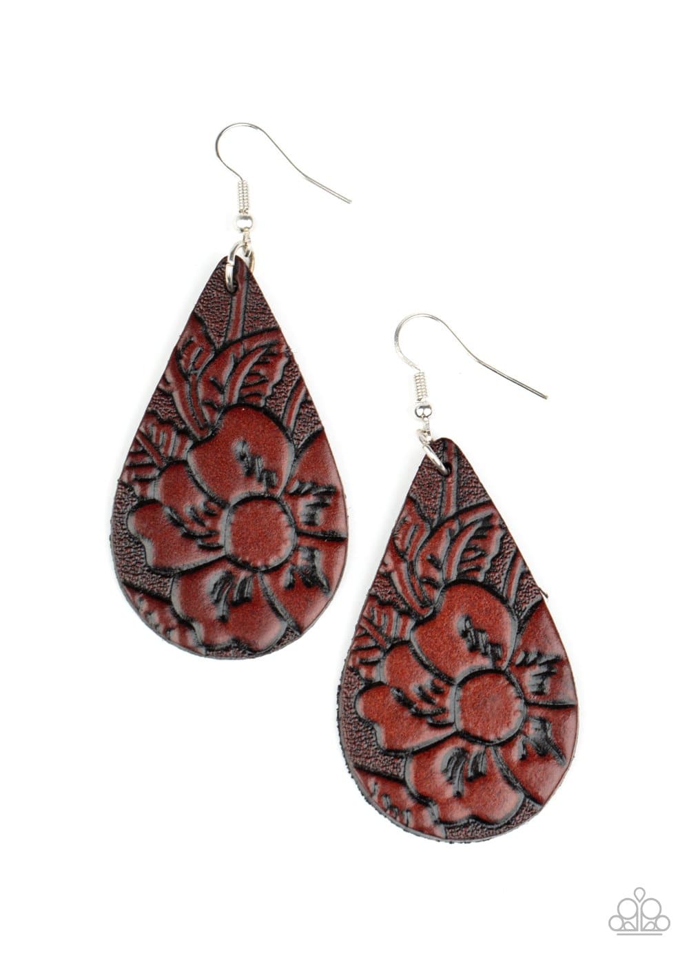 Beach Garden - Brown Leather Earrings - Paparazzi Accessories - GlaMarous Titi Jewels