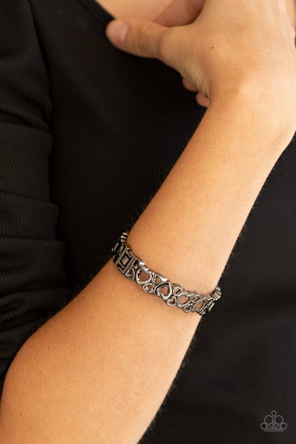 You HEART The Lady! - Black Gunmetal Bangle Bracelet - Paparazzi Accessories - GlaMarous Titi Jewels