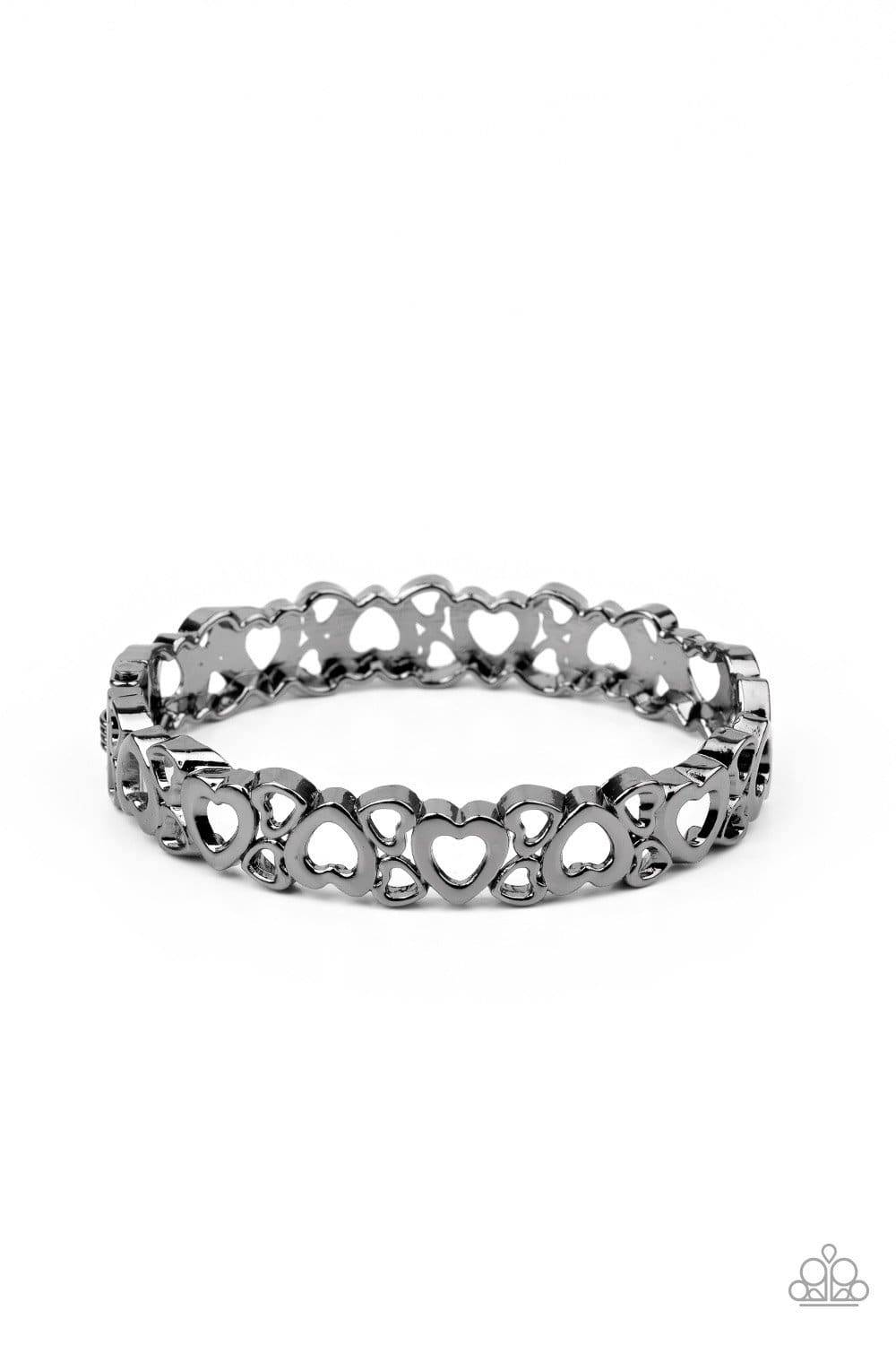 You HEART The Lady! - Black Gunmetal Bangle Bracelet - Paparazzi Accessories - GlaMarous Titi Jewels