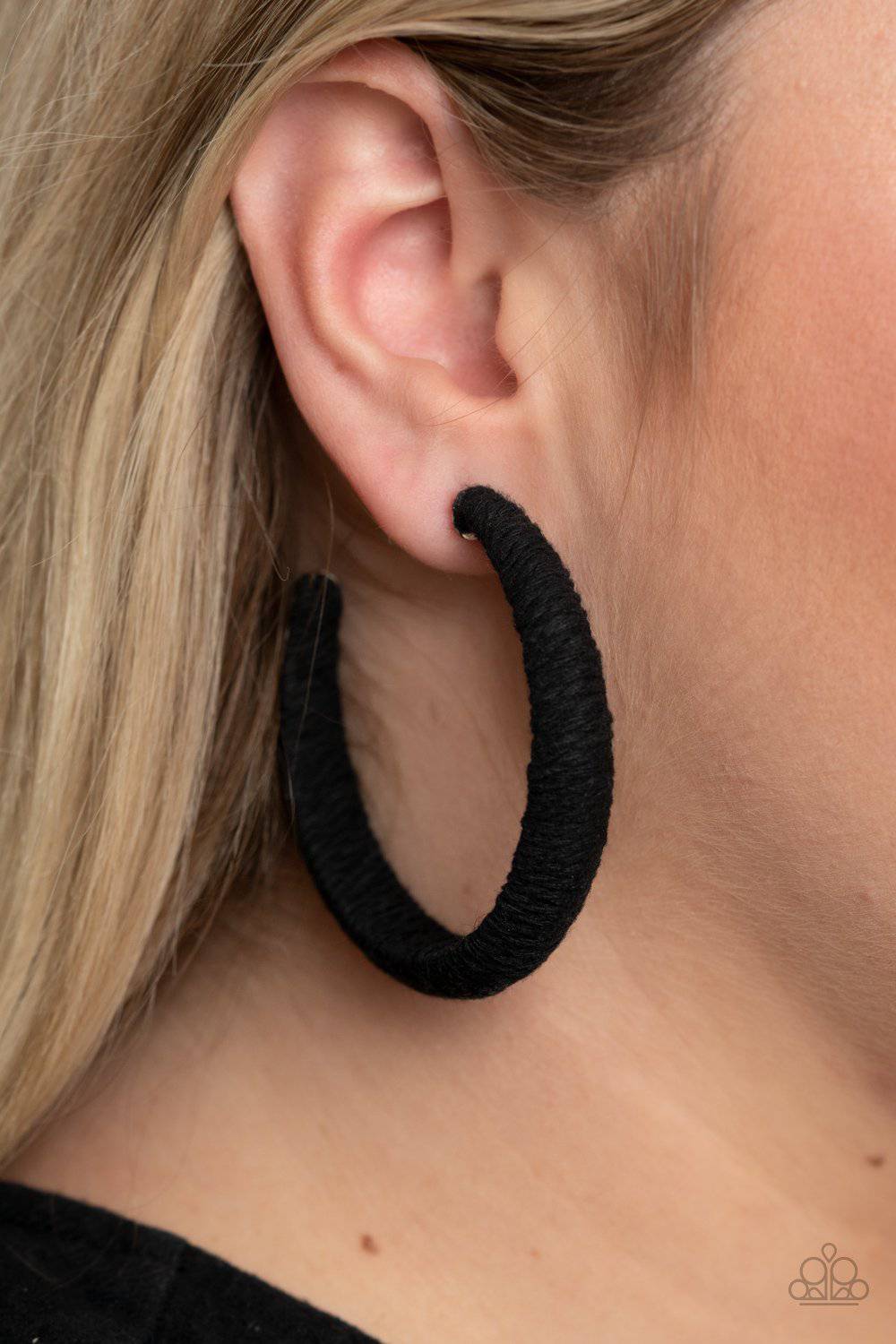 TWINE and Dine - Black Hoop Earrings - Paparazzi Accessories - GlaMarous Titi Jewels