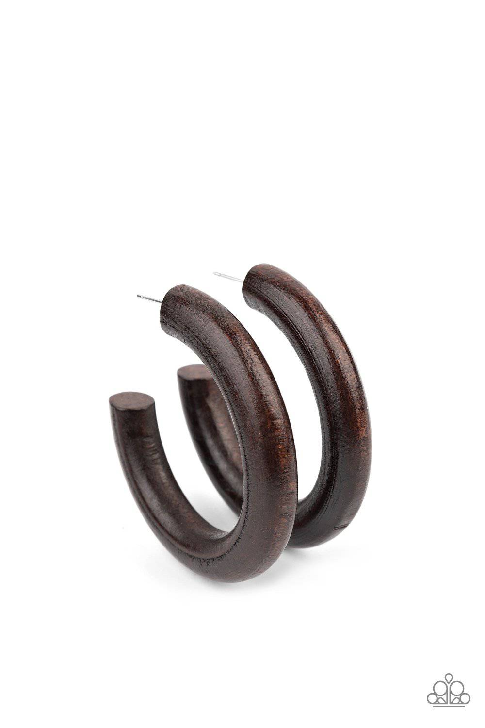 Woodsy Wonder - Brown Wooden Hoop Earrings - Paparazzi Accessories - GlaMarous Titi Jewels