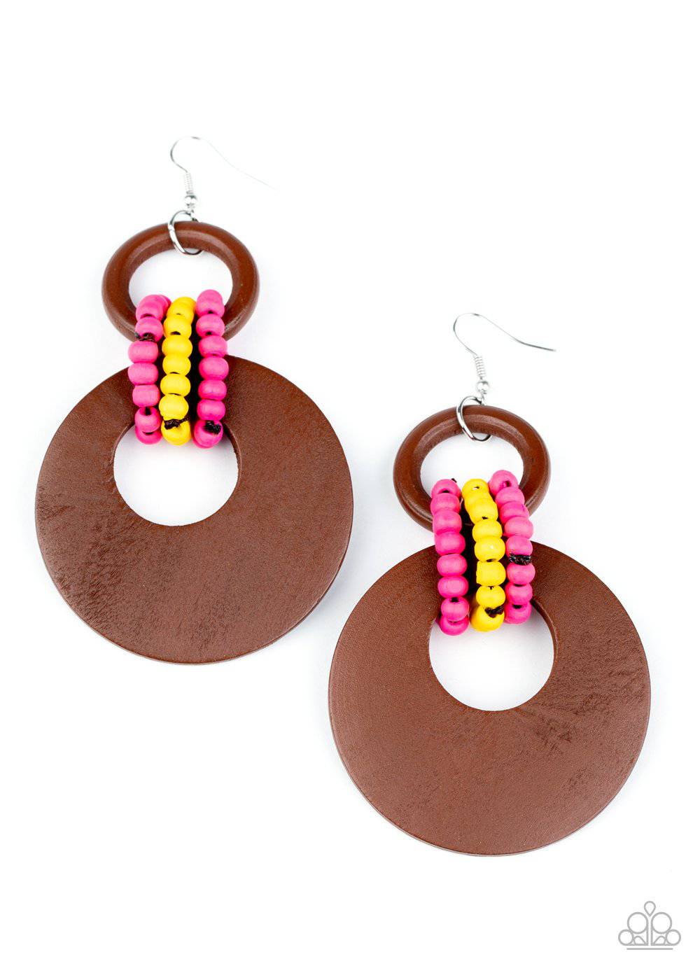 Beach Day Drama - Multi Wooden Earrings - Paparazzi Accessories - GlaMarous Titi Jewels