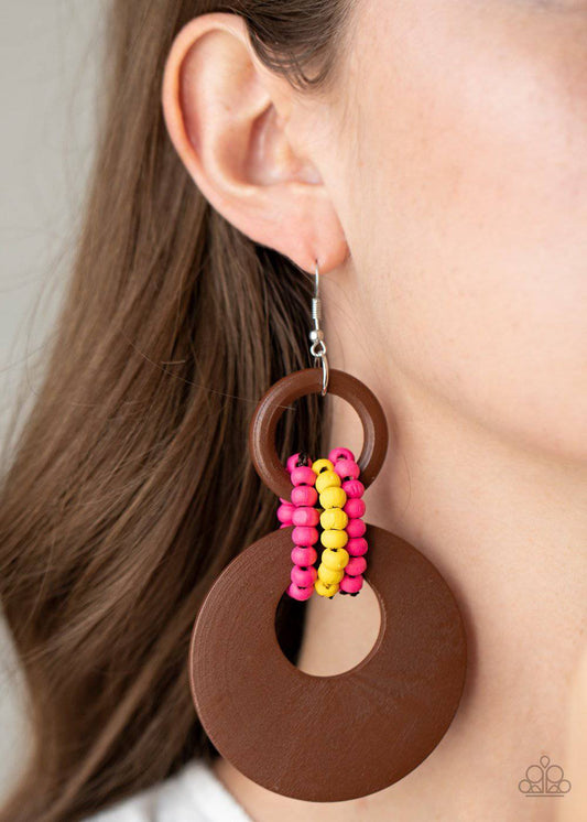 Beach Day Drama - Multi Wooden Earrings - Paparazzi Accessories - GlaMarous Titi Jewels