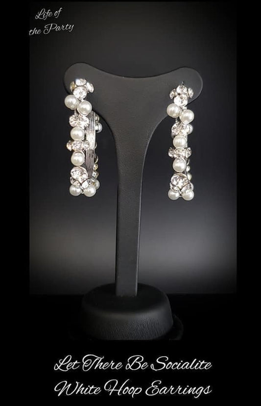 Let There Be Socialite - White Hoop Earrings - Paparazzi Accessories - GlaMarous Titi Jewels