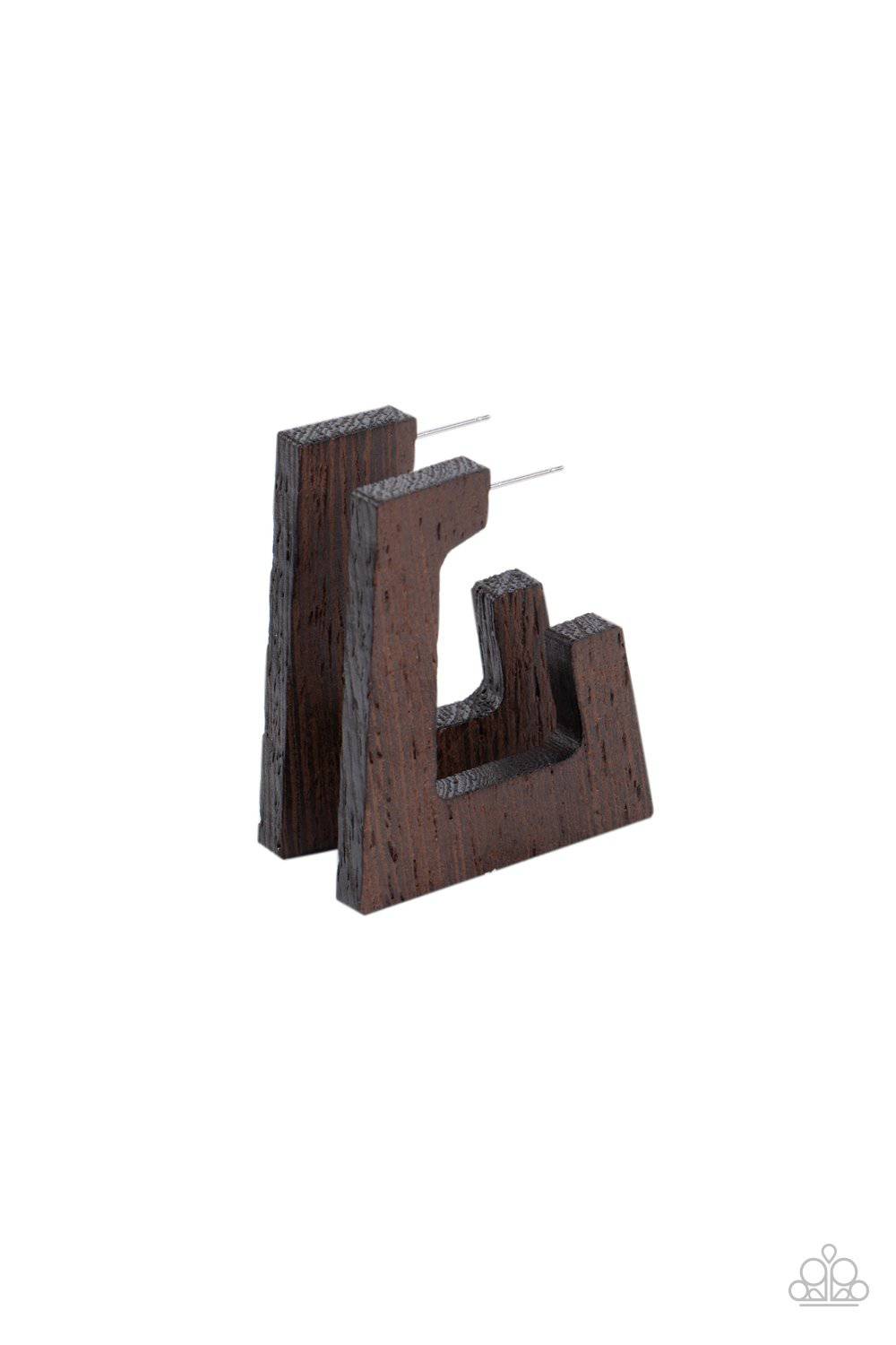 The Girl Next OUTDOOR - Brown Wooden Hoop Earrings - Paparazzi Accessories - GlaMarous Titi Jewels