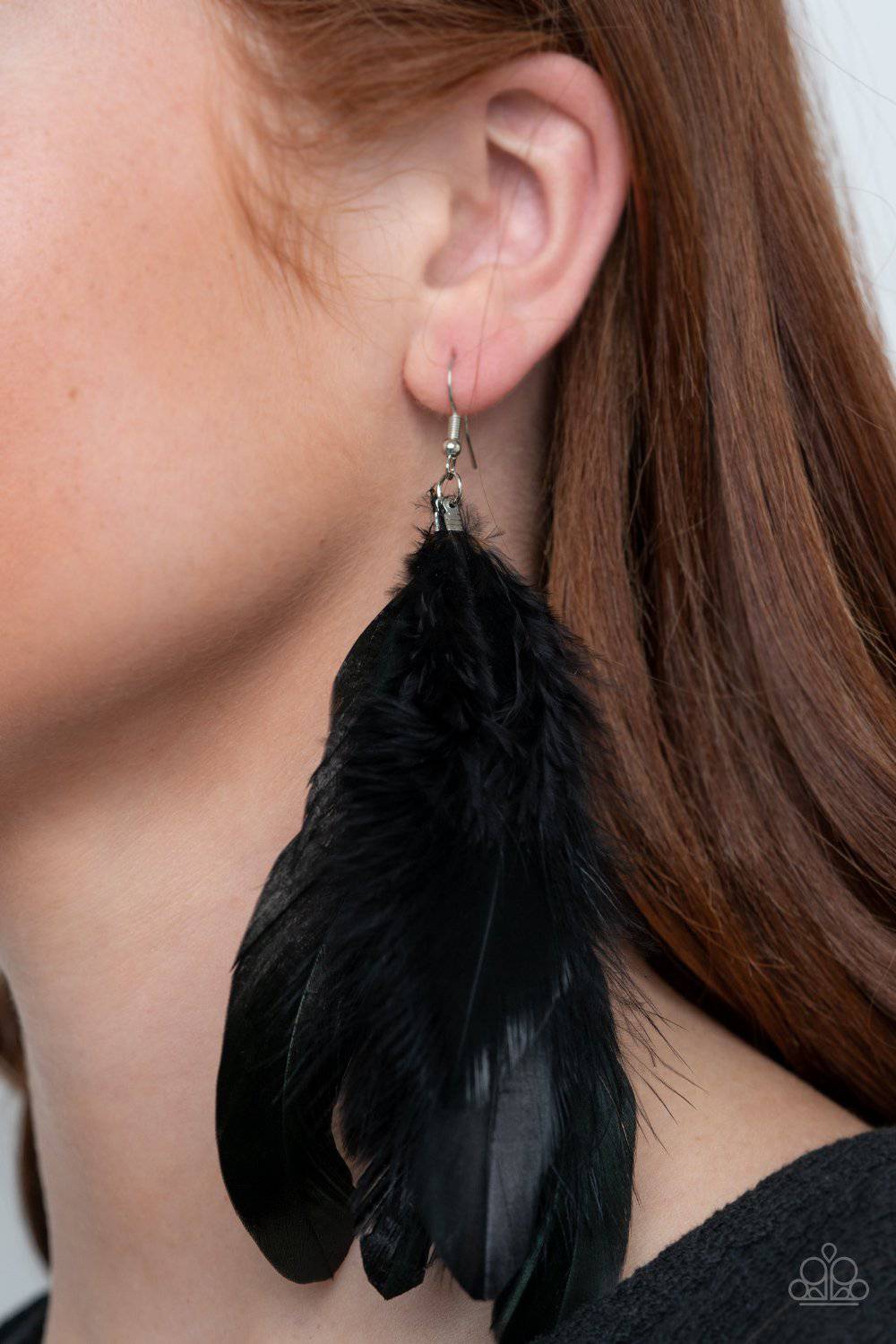 I BOA to No One - Black Iridescent Earrings - Paparazzi Accessories - GlaMarous Titi Jewels