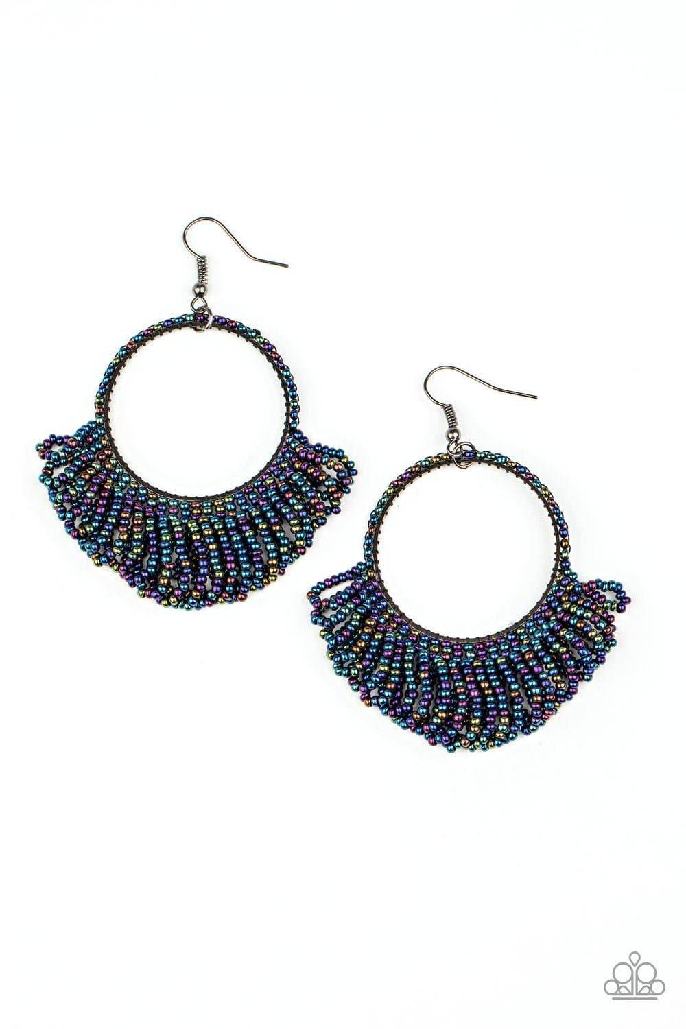 Cant BEAD-lieve My Eyes! - Multi Oil Spill Seed Bead Earrings - Paparazzi Accessories - GlaMarous Titi Jewels