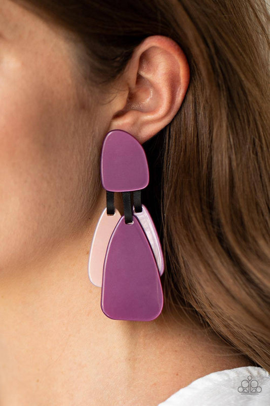 All FAUX One - Purple Acrylic Earrings - Paparazzi Accessories - GlaMarous Titi Jewels