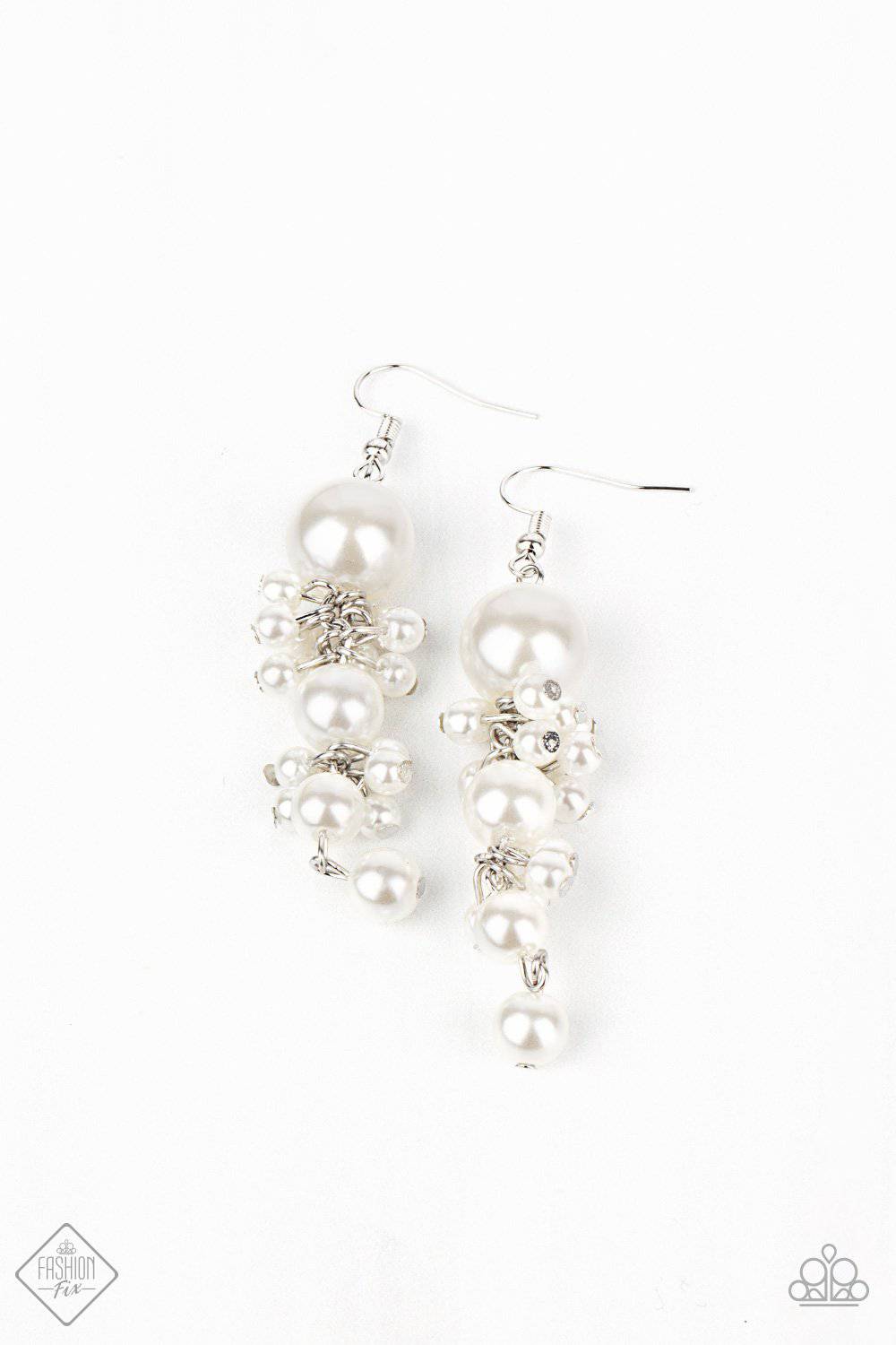 Ageless Applique - White Pearl Earrings - Paparazzi Accessories - GlaMarous Titi Jewels