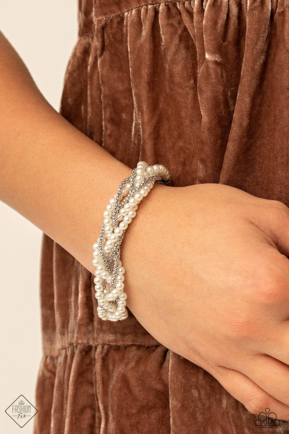 Vintage Variation - White Pearl Bracelet - Paparazzi Accessories - GlaMarous Titi Jewels