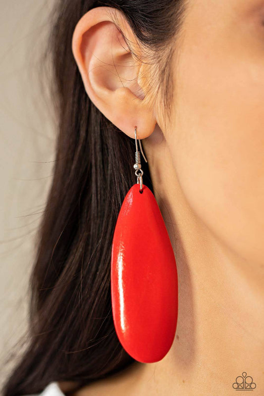 Tropical Ferry - Red Wooden Earrings - Paparazzi Accessories - GlaMarous Titi Jewels