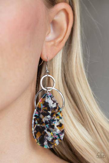 Two Tickets To Paradise - Multi Yellow Iridescent Acrylic Earrings - Paparazzi Accessories - GlaMarous Titi Jewels