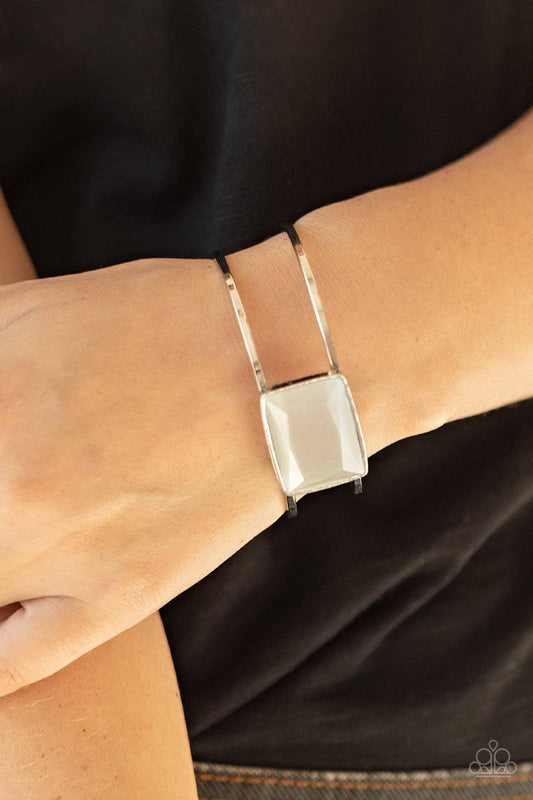 Rehearsal Refinement - White Cuff Bracelet - Paparazzi Accessories - GlaMarous Titi Jewels