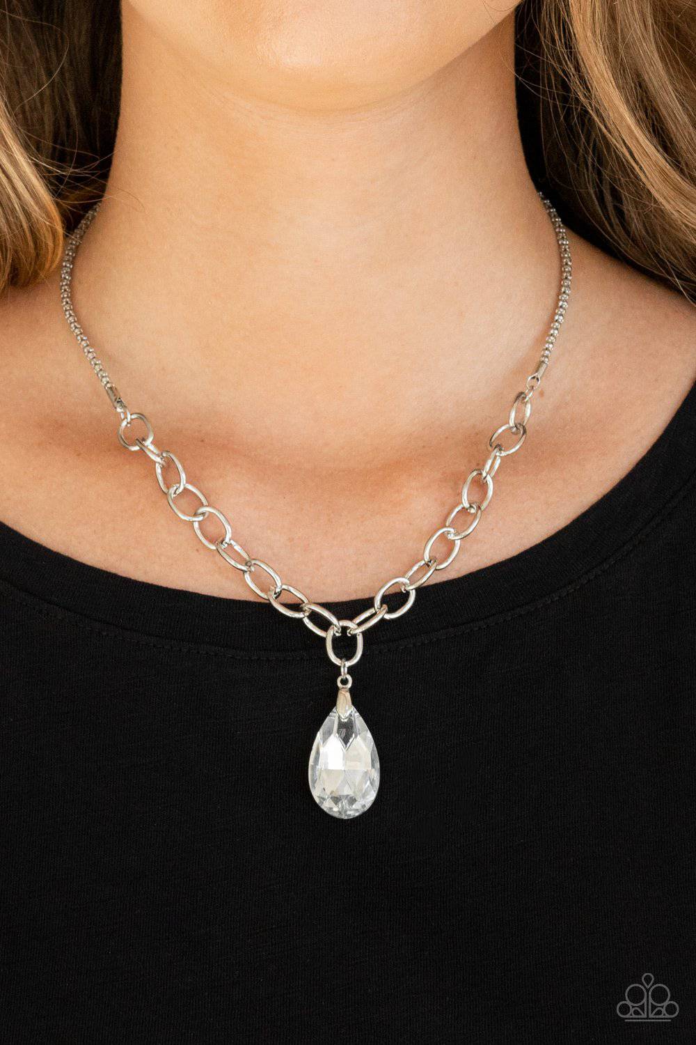 Mega Modern - Silver Teardrop Necklace - Paparazzi Accessories - GlaMarous Titi Jewels