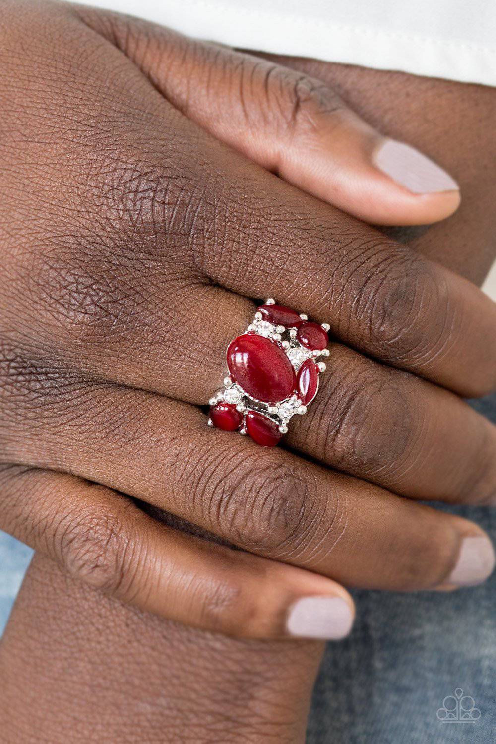 Modern Moonwalk - Red Moonstone Ring - Paparazzi Accessories - GlaMarous Titi Jewels